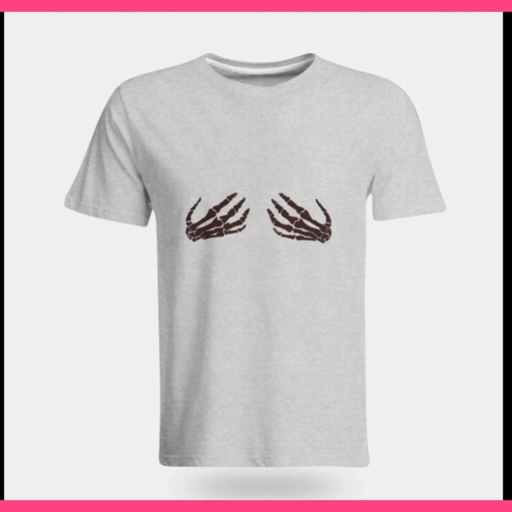 Bad Bones Skeleton Hands Heather Gray Pullover Short Sleeve T-Shirt